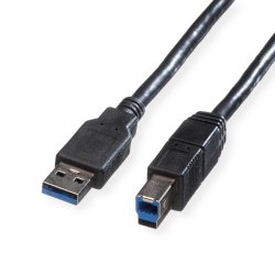 ROLINE USB 3.2 Gen 1 Cable, A - B, M/M, black, 0.8 m