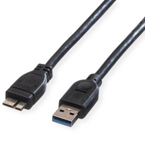 ROLINE USB 3.2 Gen 1 Cable, A - Micro B, M/M, black, 0.15 m