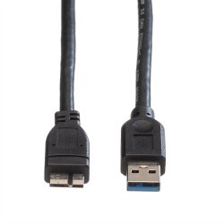ROLINE USB 3.2 Gen 1 Cable, A - Micro A, M/M, black, 0.8 m