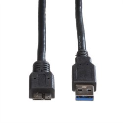 ROLINE USB 3.2 Gen 1 Cable, A - Micro B, M/M, black, 3 m