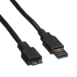 ROLINE USB 3.2 Gen 1 Cable, A - Micro B, M/M, black, 0.8 m