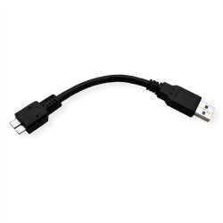 ROLINE USB 3.2 Gen 1 Cable, A - Micro B, M/M, black, 0.15 m