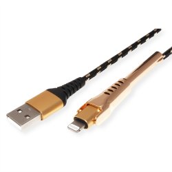 ROLINE GOLD Lightning to USB Cable for iPhone, iPod, iPad, with Smartphone support function, 1 m