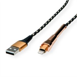 ROLINE GOLD Lightning to USB Cable for iPhone, iPod, iPad, with Smartphone support function, 1 m