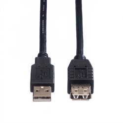 ROLINE USB 2.0 Cable, A - A, M/F, black, 3 m