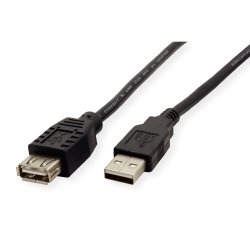 ROLINE USB 2.0 Cable, A - A, M/F, black, 0.8 m