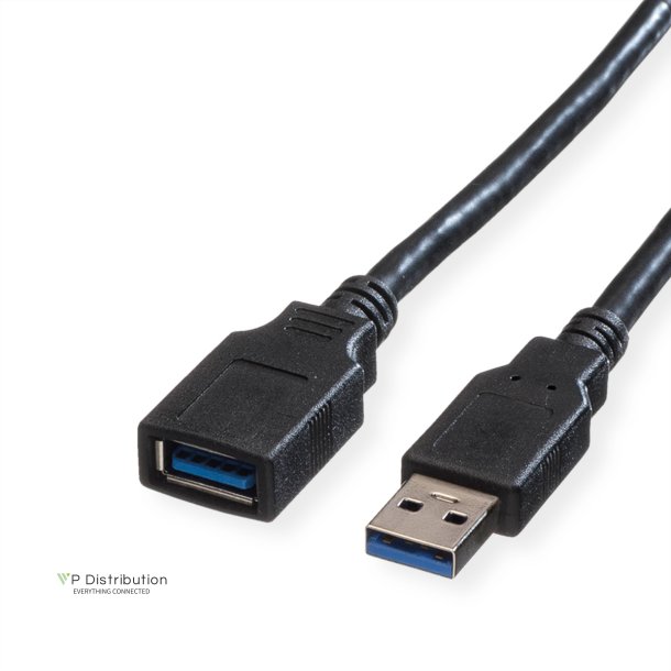 ROLINE USB 3.2 Gen 1 Cable, A - A, M/F, black, 0.8 m