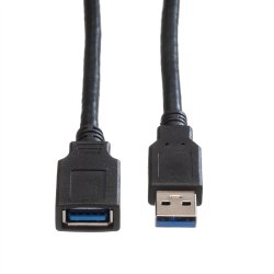 ROLINE USB 3.2 Gen 1 Cable, A - A, M/F, black, 0.8 m