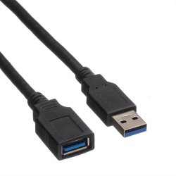 ROLINE USB 3.2 Gen 1 Cable, A - A, M/F, black, 0.8 m