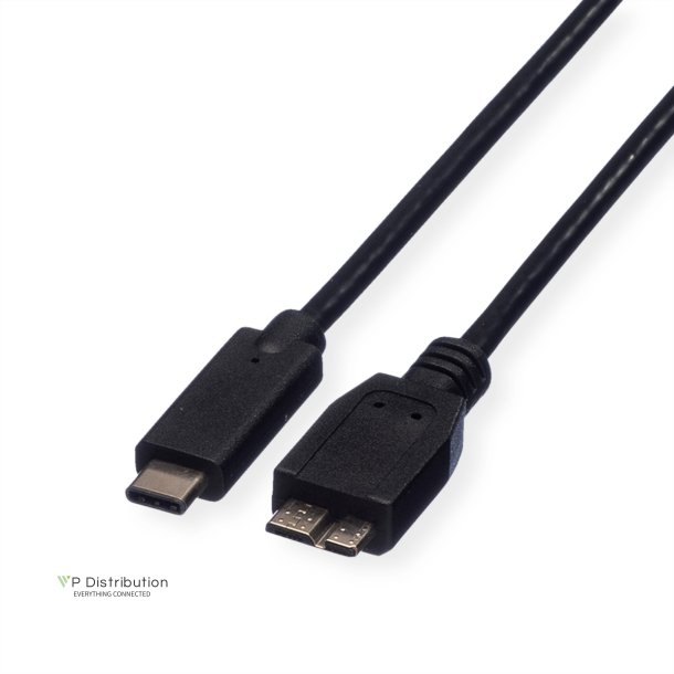 ROLINE USB 3.2 Gen 1 Cable, C-Micro B, M/M, black, 0.5 m