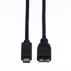 ROLINE USB 3.2 Gen 1 Cable, C-Micro B, M/M, black, 0.5 m