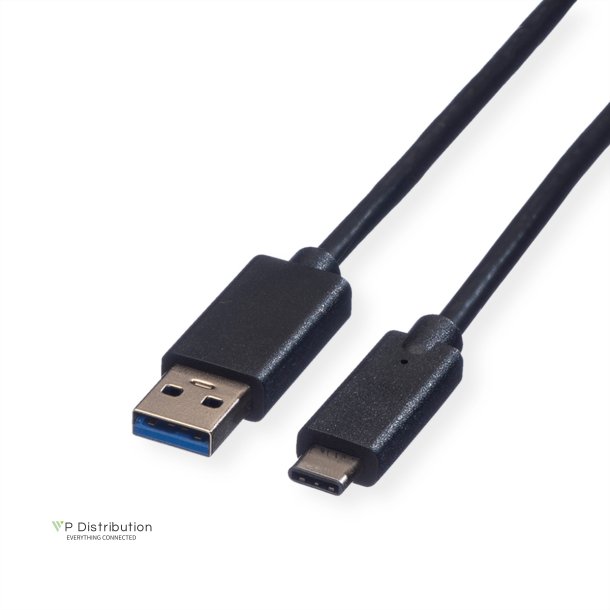 ROLINE USB 3.2 Gen 1 Cable, A-C, M/M, black, 0.5 m