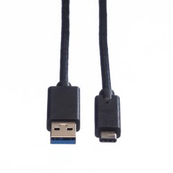 ROLINE USB 3.2 Gen 1 Cable, A-C, M/M, black, 0.5 m