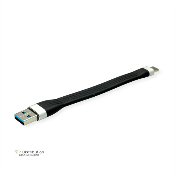 ROLINE USB 3.2 Gen 1 Silicone Cable, A-C, M/M, black, 11 cm