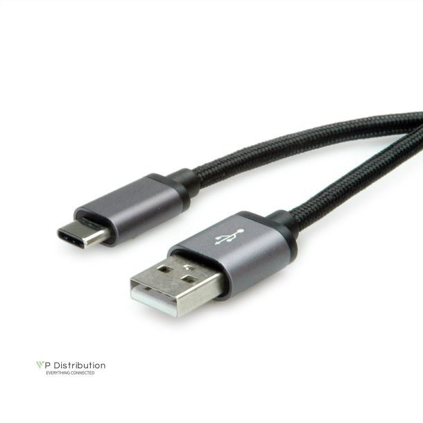 ROLINE USB 2.0 Cable, C - A, M/M, black, 0.8 m