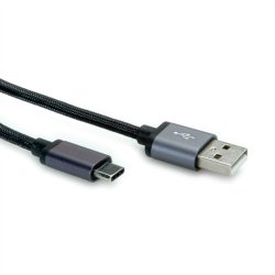 ROLINE USB 2.0 Cable, C - A, M/M, black, 0.8 m