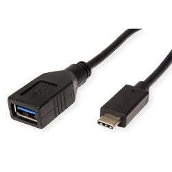 ROLINE USB 3.2 Gen 1 Type C cable, C-A, M/F, OTG, black, 0.15 m