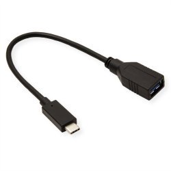 ROLINE USB 3.2 Gen 1 Type C cable, C-A, M/F, OTG, black, 0.15 m