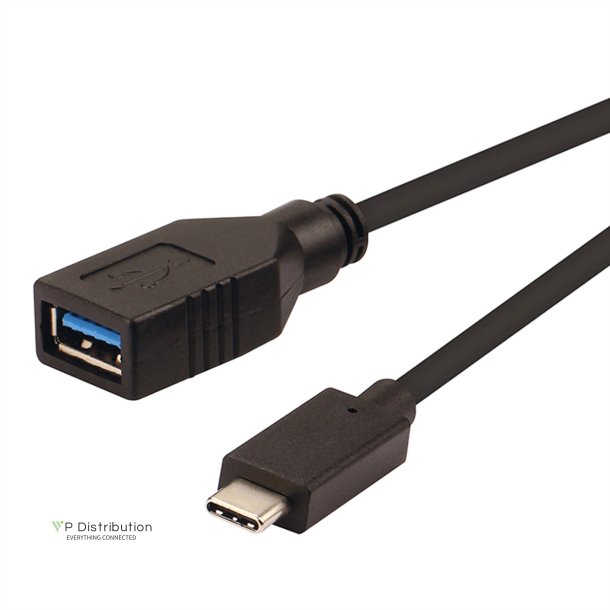 ROLINE USB 3.2 Gen 1 Type C cable, C-A, M/F, OTG, black, 0.15 m