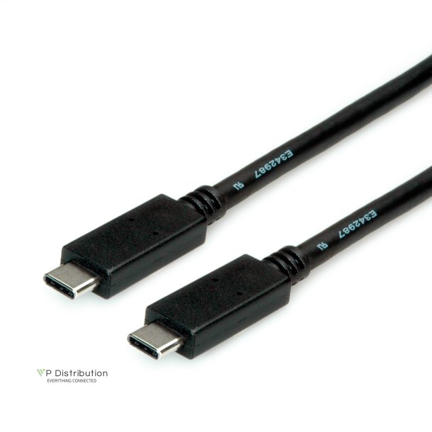 ROLINE USB 3.2 Gen 2 Cable, PD (Power Delivery) 20V5A, with Emark, C-C, M/M, black, 2 m