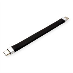 ROLINE USB 3.2 Gen 2 Silicone Cable, PD (Power Delivery) 20V3A, with Emark, C-C, M/M, black, 11 cm