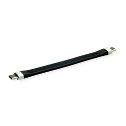 ROLINE USB 3.2 Gen 2 Silicone Cable, PD (Power Delivery) 20V3A, with Emark, C-C, M/M, black, 11 cm