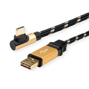 ROLINE GOLD  USB 2.0 Cable, reversible A - C 90° angled, M/M, 0.8 m