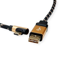 ROLINE GOLD  USB 2.0 Cable, reversible A - C 90 angled, M/M, 3 m