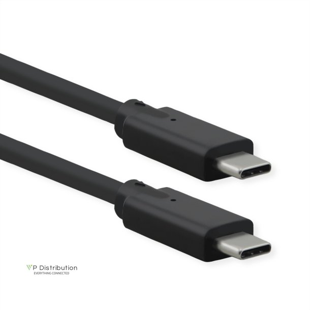 ROLINE USB 3.2 Gen 2x2 Cable, PD (Power Delivery) 20V5A, with Emark, C-C, M/M, 20 Gbit/s, black, 0.5 m