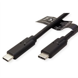 ROLINE USB 3.2 Gen 2x2 Cable, PD (Power Delivery) 20V5A, with Emark, C-C, M/M, 20 Gbit/s, black, 0.5 m