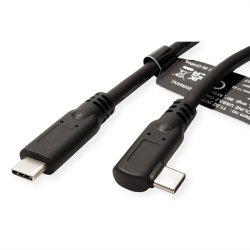 ROLINE USB 3.2 Gen 2x2 Cable, PD (Power Delivery) 20V5A, with Emark, C-C, M/M, 1x 90&deg; angled, 20 Gbit/s, black, 1 m