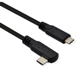 ROLINE USB 3.2 Gen 2x2 Cable, PD (Power Delivery) 20V5A, with Emark, C-C, M/M, 1x 90° angled, 20 Gbit/s, black, 1 m