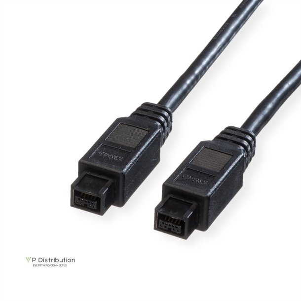 ROLINE IEEE1394b FireWire Cable, 9/9-pin, A-A, black, 1.8 m