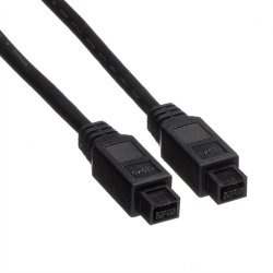 ROLINE IEEE1394b FireWire Cable, 9/9-pin, A-A, black, 1.8 m