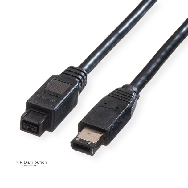 ROLINE IEEE1394b FireWire Cable, 9/6-pin, A-B, black, 1.8 m