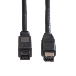 ROLINE IEEE1394b FireWire Cable, 9/6-pin, A-B, black, 1.8 m