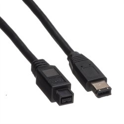 ROLINE IEEE1394b FireWire Cable, 9/6-pin, A-B, black, 1.8 m
