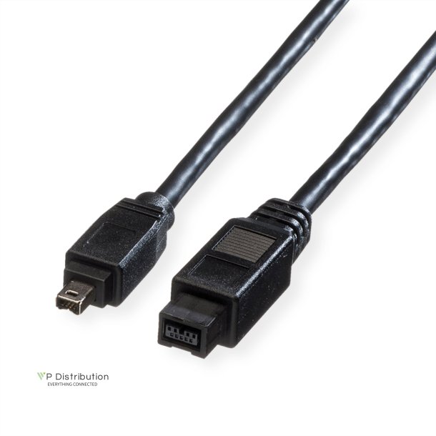 ROLINE IEEE1394b FireWire Cable, 9/4-pin, A-C, black, 1.8 m