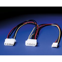 ROLINE Int. Y-Power Cable, 4-pin HDD to 4-pin HDD+4-pin FDD, 0.3 m