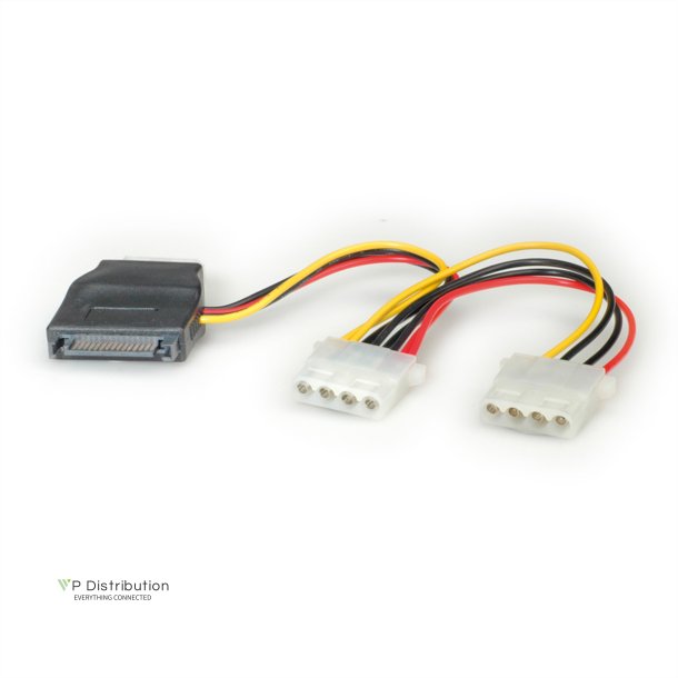 ROLINE Internal Y-Power Cable, SATA to 3x 4-pin HDD, 0.2 m