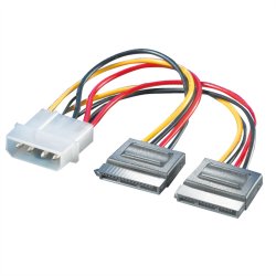 ROLINE Internal Y-Power Cable, 4-Pin HDD to 2x SATA, 0.12 m