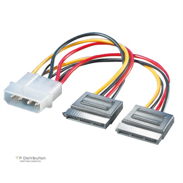 ROLINE Internal Y-Power Cable, 4-Pin HDD to 2x SATA, 0.12 m