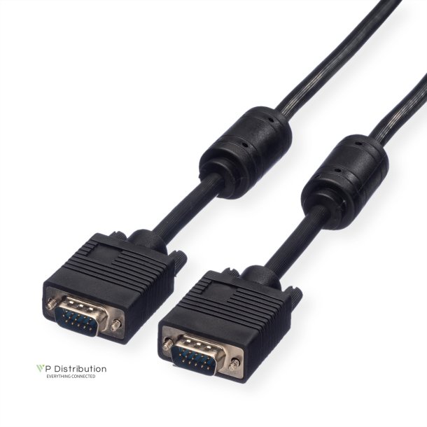 ROLINE HQ VGA Cable + Ferrite, HD15, M/M, 2 m