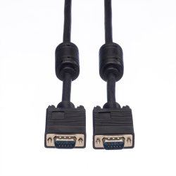 ROLINE HQ VGA Cable + Ferrite, HD15, M/M, 15 m