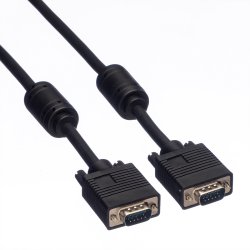 ROLINE HQ VGA Cable + Ferrite, HD15, M/M, 2 m
