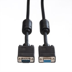 ROLINE HQ VGA Cable + Ferrite, HD15, M/F, 6 m