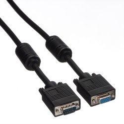 ROLINE HQ VGA Cable + Ferrite, HD15, M/F, 20 m