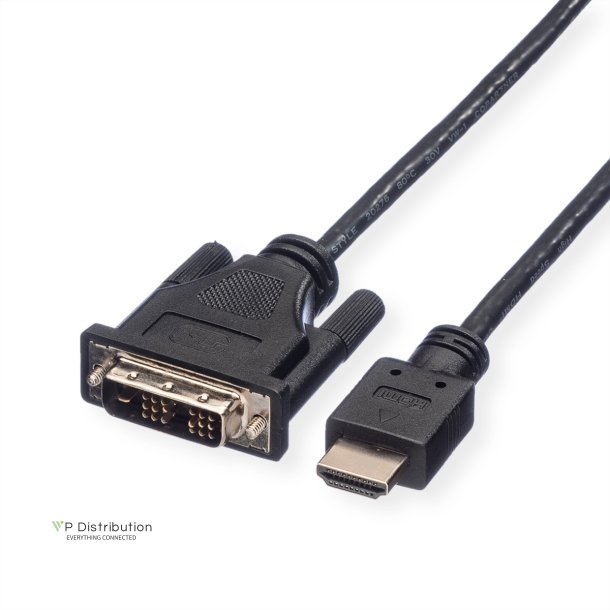 ROLINE DVI Cable, DVI (18+1) - HDMI, M/M, black, 1.5 m