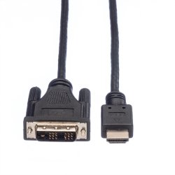 ROLINE DVI Cable, DVI (18+1) - HDMI, M/M, black, 2 m