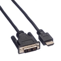 ROLINE DVI Cable, DVI (18+1) - HDMI, M/M, black, 1 m